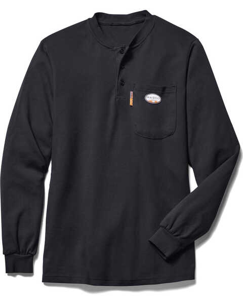 Image #1 - Rasco Men's FR Pocket Henley Long Sleeve Work T-Shirt, Black, hi-res