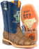 Tin Haul Boys' Barbed Wire All Beef Sole Western Boots - Square Toe, Brown, hi-res