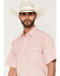 Image #2 - Ely Walker Men's Tonal Striped Short Sleeve Pearl Snap Western Shirt, Pink, hi-res
