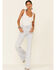 Image #1 - Lee Women's Acid Wash High Rise Flare Jeans, White, hi-res
