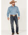 Image #2 - Stetson Men's Micro Chip Geo Print Long Sleeve Pearl Snap Western Shirt , Blue, hi-res