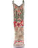 Corral Women's Cactus Floral Embroidery Overlay Western Boots - Square Toe, Taupe, hi-res
