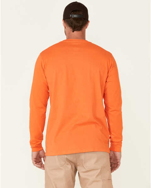 Image #4 - Hawx Men's Solid Orange Forge Long Sleeve Work Pocket T-Shirt - Tall , Orange, hi-res