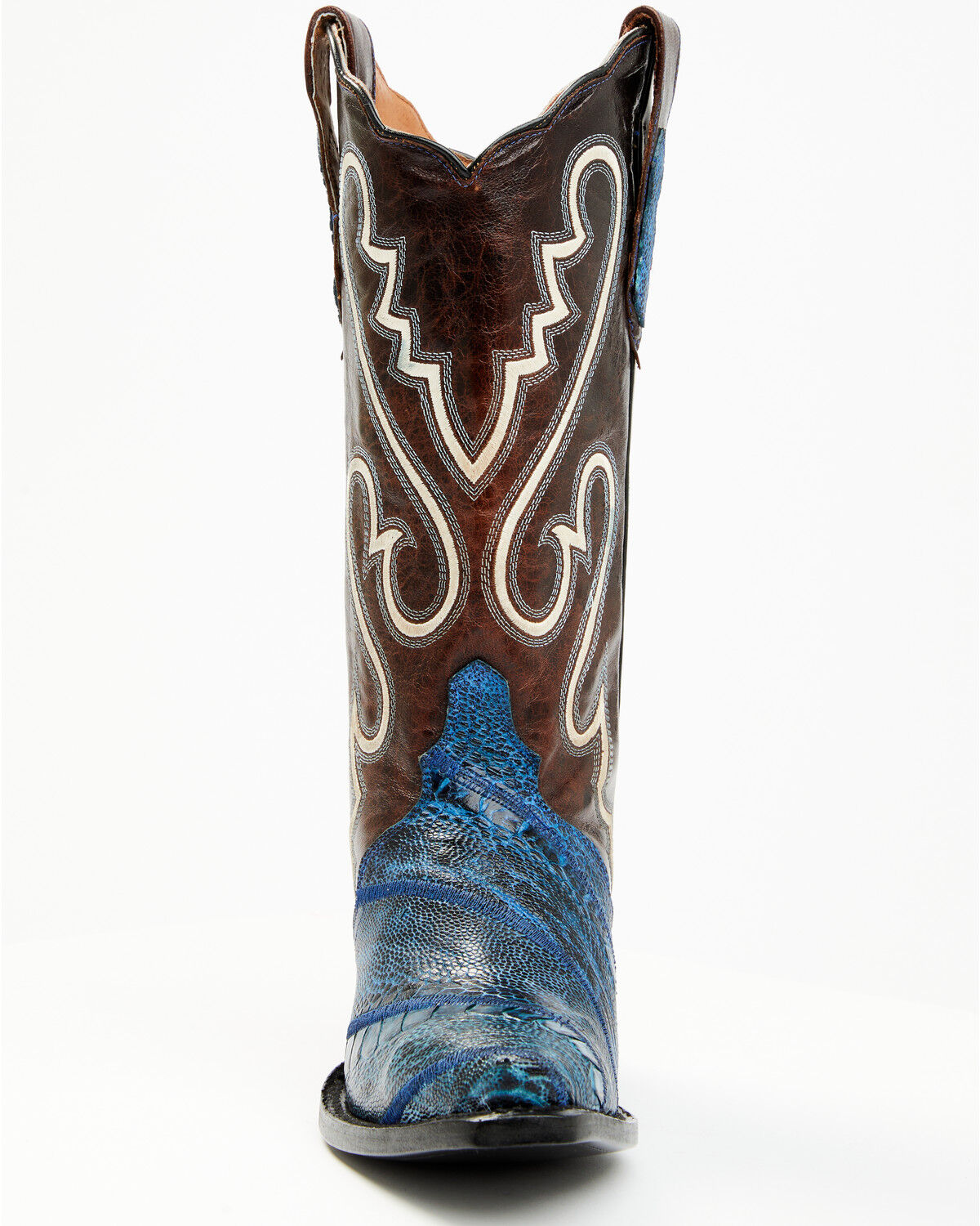 Image #4 - Dan Post Women's Exotic Ostrich Leg Western Boots - Snip Toe, Blue, hi-res