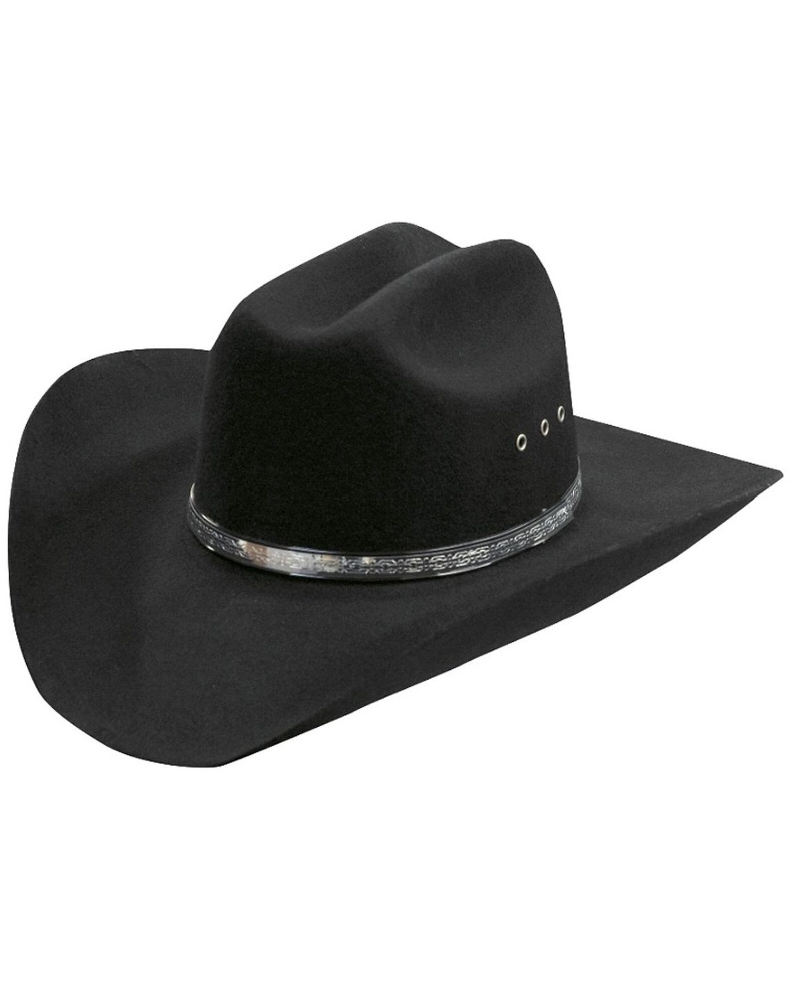 Silverado Men's Silver-Tone Inset Hat Band Wool Felt Cowboy - Bullseye, Black