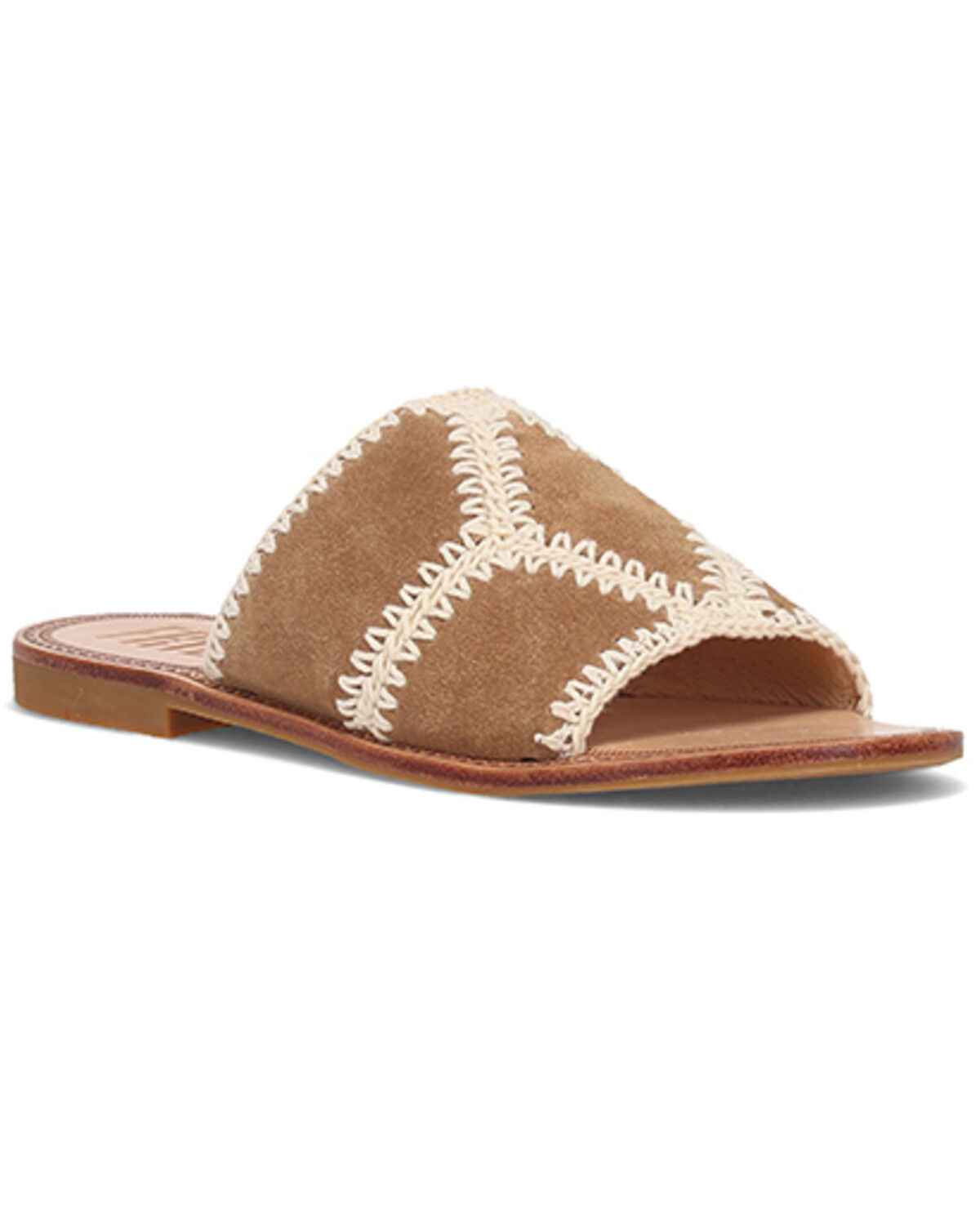 Image #1 - Frye Women's Ava Crochet Slide Sandals, Brown, hi-res