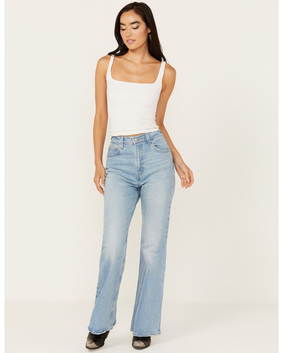 Levi's Premium Women's Light Wash 70s High Rise Stretch Flare Jeans, Light Wash, hi-res