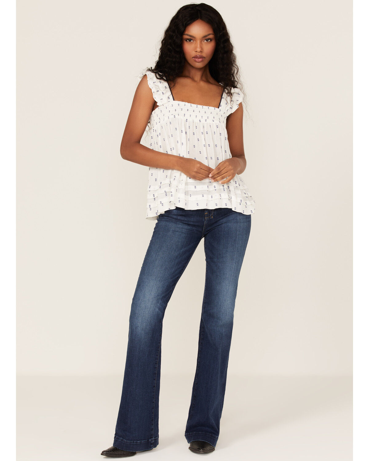 Image #2 - Band of the Free Women's Echo Ruffle Babydoll Top, White, hi-res