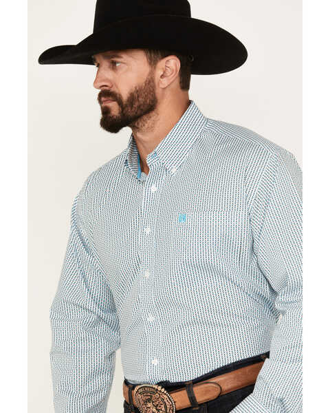 Image #2 - Cinch Men's Diamond Geo Print Long Sleeve Button-Down Stretch Western Shirt, Turquoise, hi-res