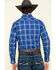 Wrangler Retro Men's Blue Plaid Long Sleeve Western Shirt , Blue, hi-res