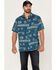 Image #1 - Gibson Men's Holler Bandana Print Short Sleeve Button-Down Western Shirt, Blue, hi-res