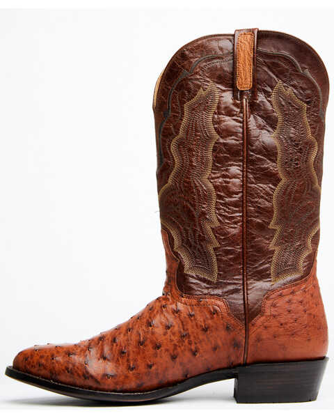 Image #3 - El Dorado Men's Exotic Full-Quill Ostrich Skin Western Boots - Medium Toe, Cognac, hi-res