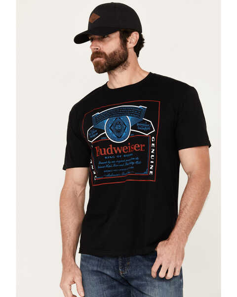 Brew City Beer Gear Men's Budweiser Logo Short Sleeve Graphic T-Shirt, Black, hi-res