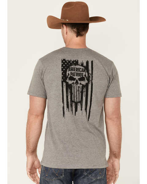 Image #4 - Howitzer Men's American Patriot Flag & Skull Graphic T-Shirt , Charcoal, hi-res