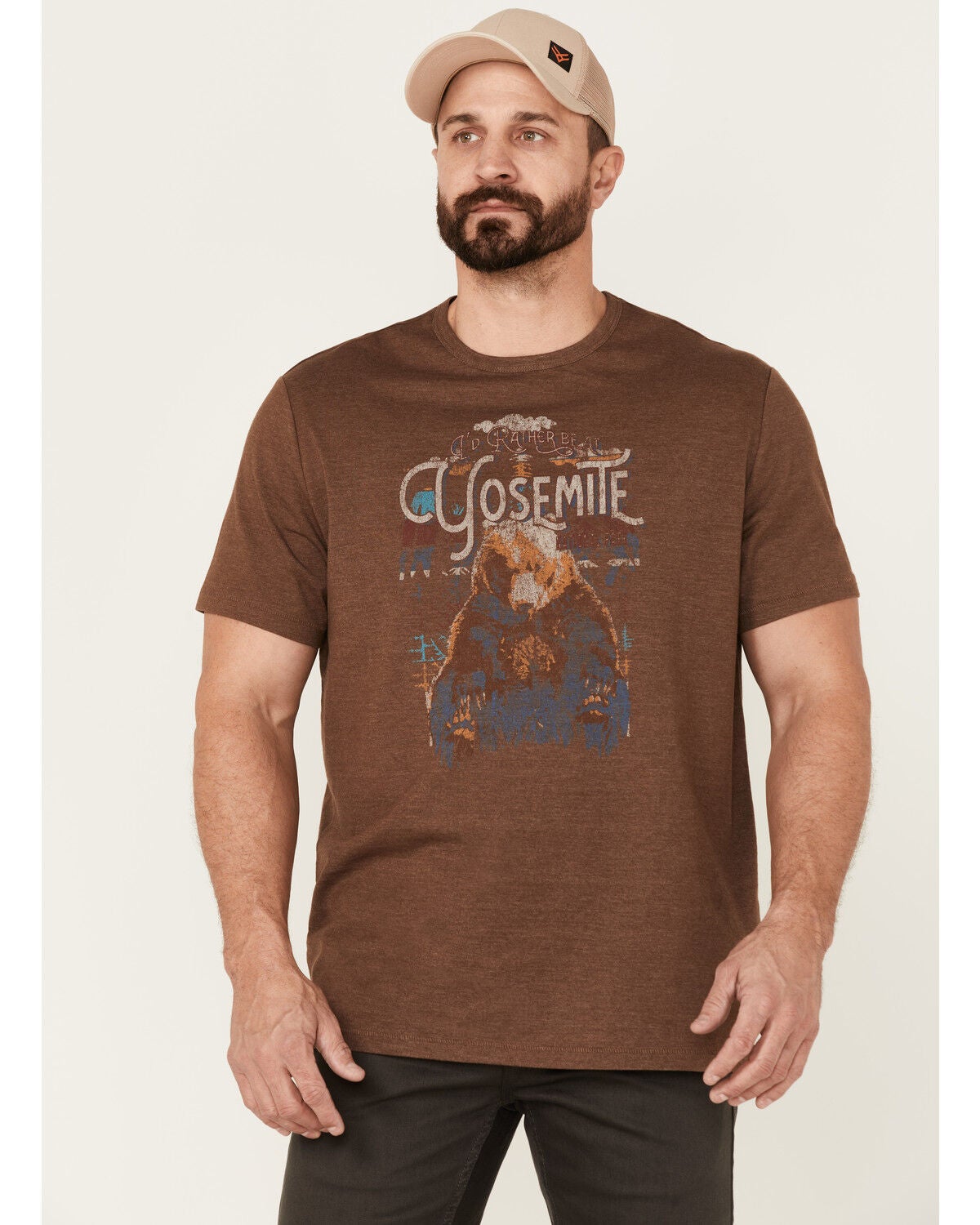 Brothers and Sons Men's Brown Yosemite Bear Graphic Short Sleeve T-Shirt, Brown, hi-res