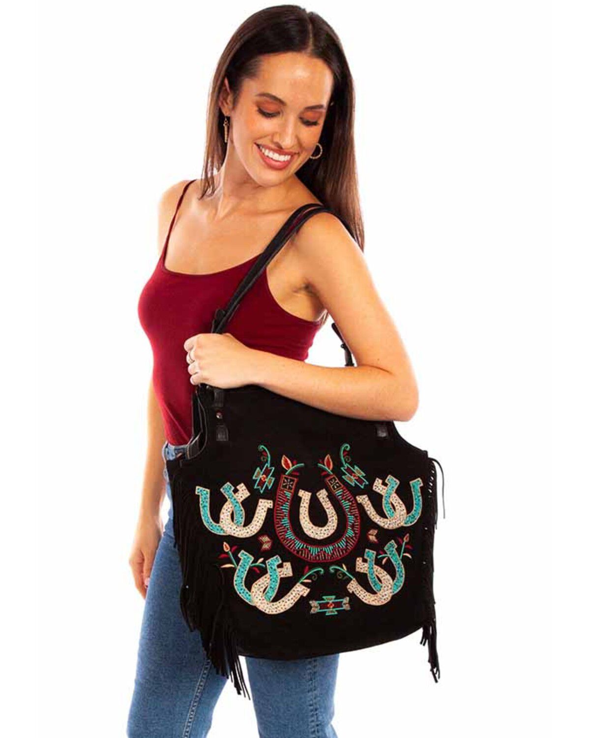 Scully Women's Horseshoe Tote, Black, hi-res
