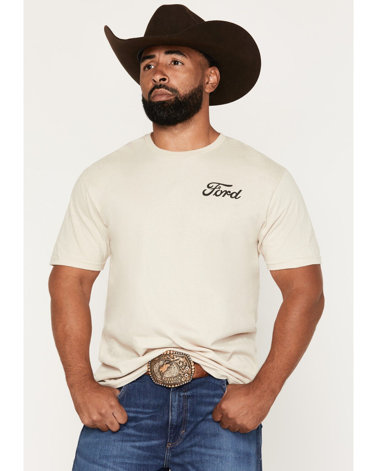 Image #2 - Americana Men's Ford Built Tough Short Sleeve Graphic T-Shirt - Big, Sand, hi-res