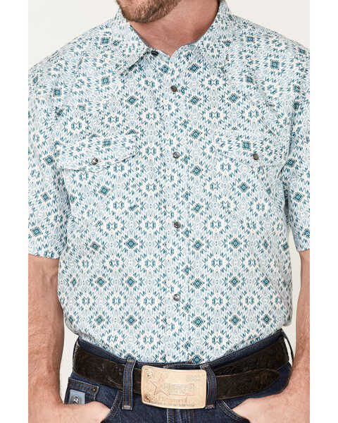 Image #3 - Cody James Men's Wagon Southwestern Print Short Sleeve Western Snap Shirt , White, hi-res