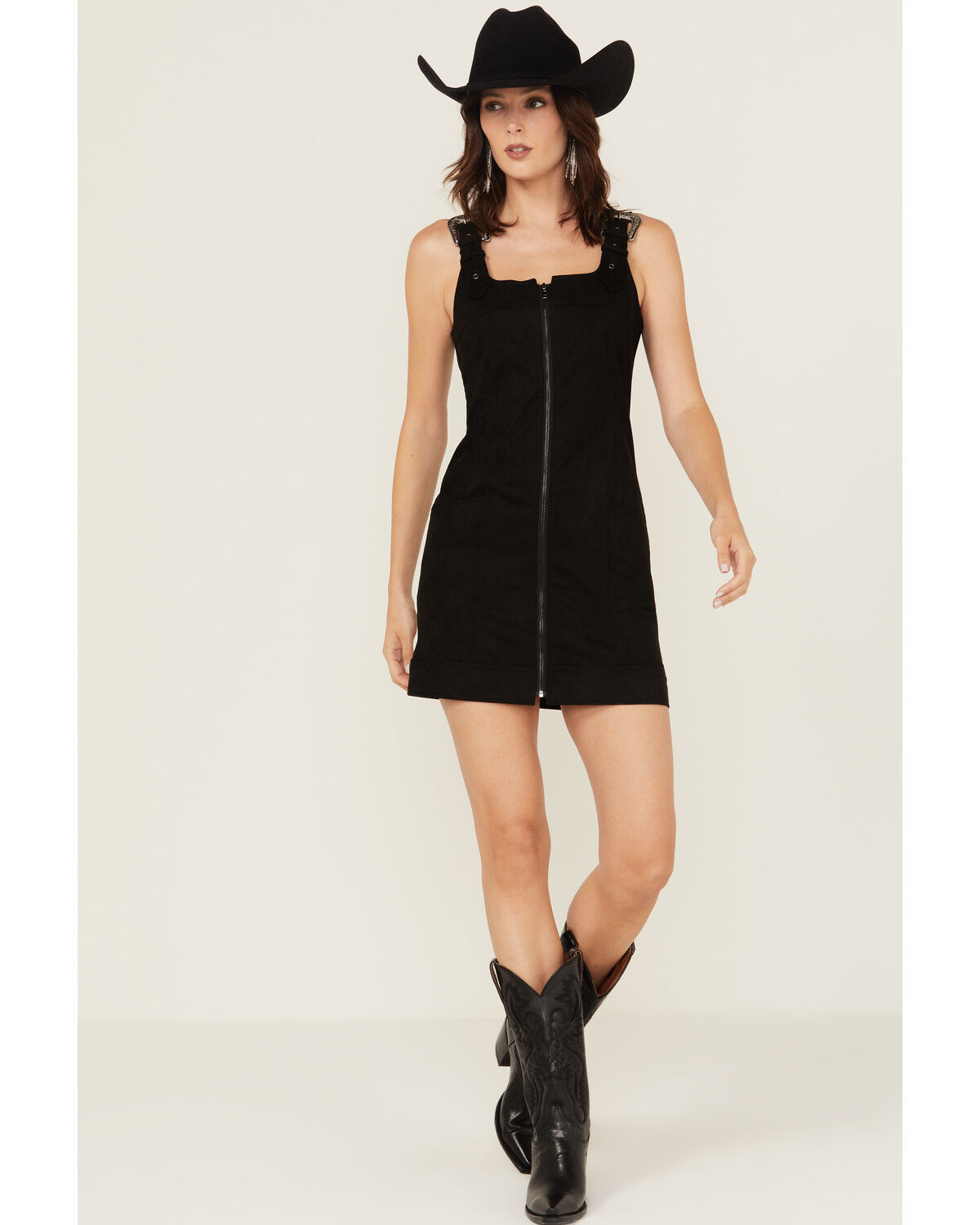 Image #2 - Blue B Women's Buckle Sleeveless Mini Dress, Black, hi-res