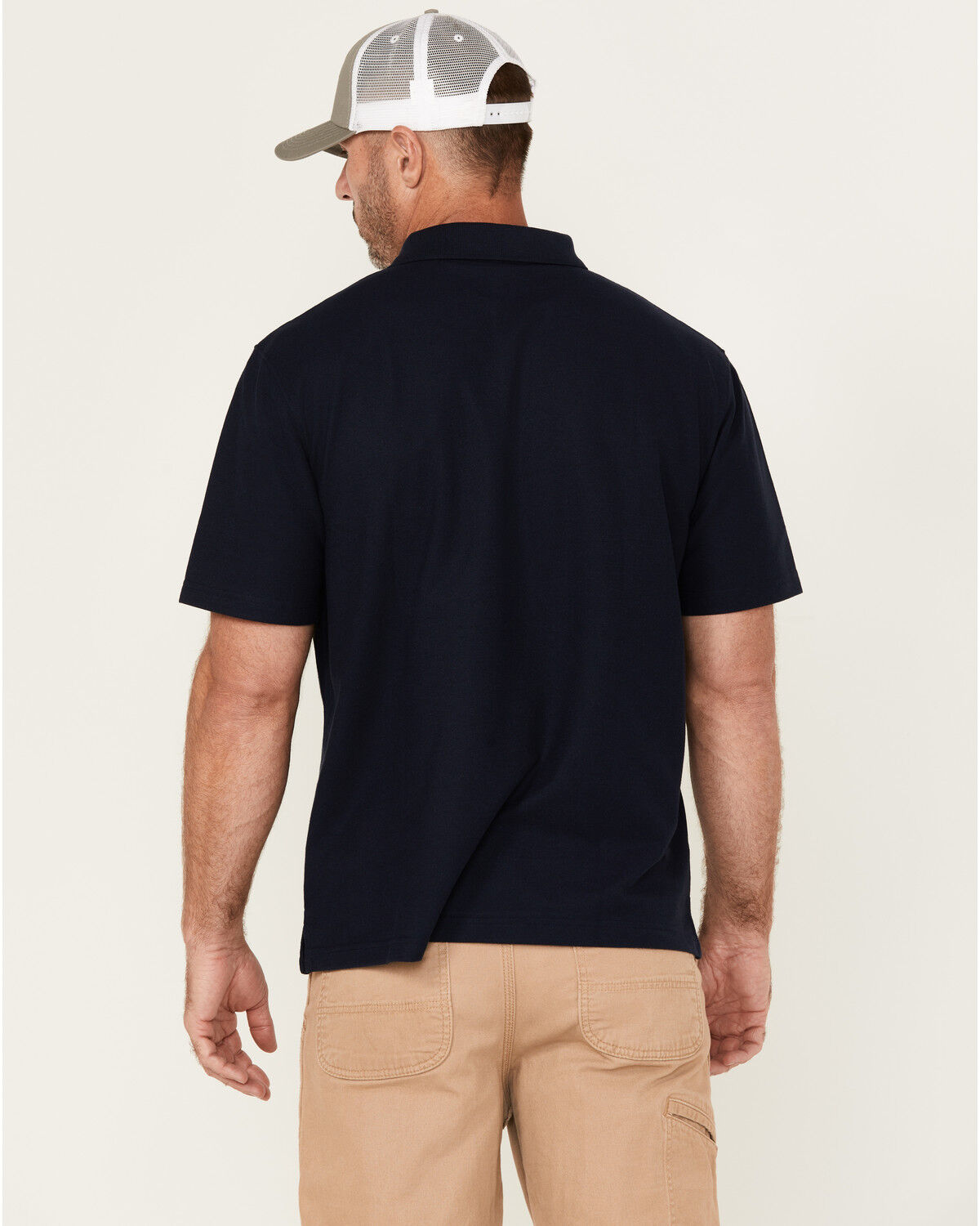 Image #4 - Carhartt Men's Loose Fit Midweight Short Sleeve Button-Down Polo Shirt, Navy, hi-res