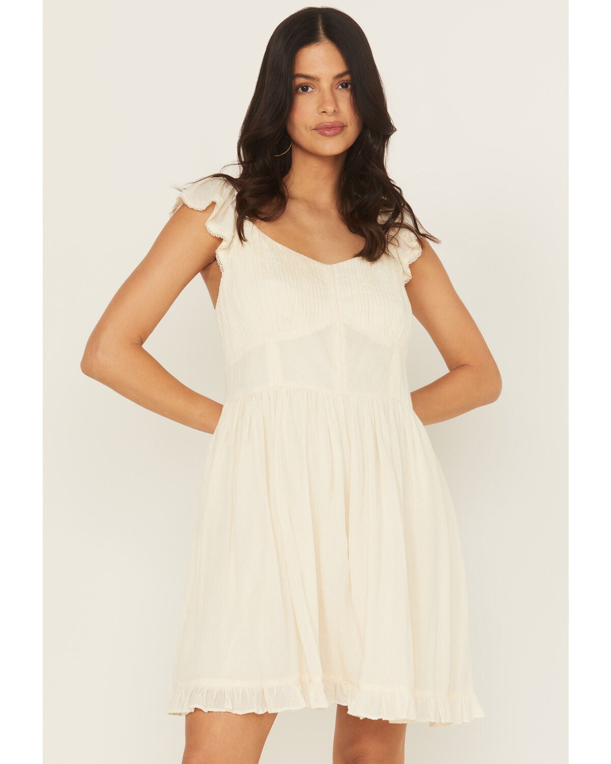 Shyanne Women's Tie-Back Mini Dress, Cream, hi-res