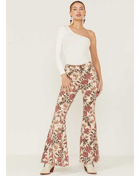 Image #1 - Free People Women's Barcelona Combo Print Float On Flare Jeans, Multi, hi-res