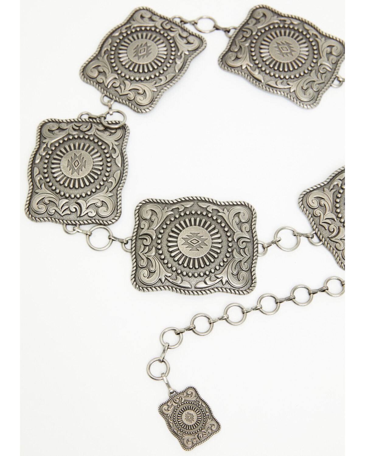 Image #3 - Idyllwind Women's Salem Rectangle Southwestern Concho Chain Belt, Silver, hi-res