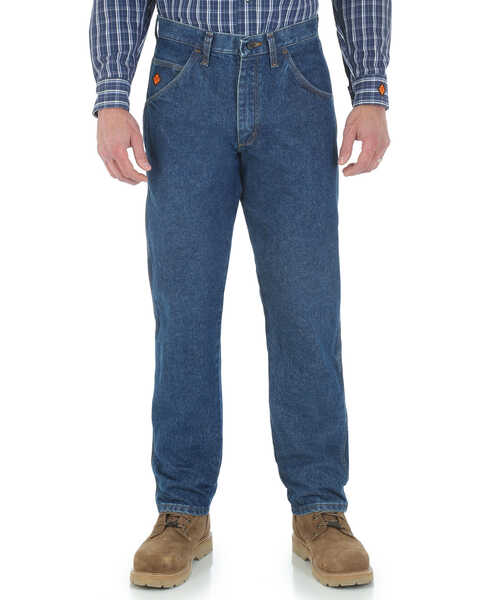 Image #3 - Wrangler Men's FR Relaxed Fit Work Jeans , Indigo, hi-res