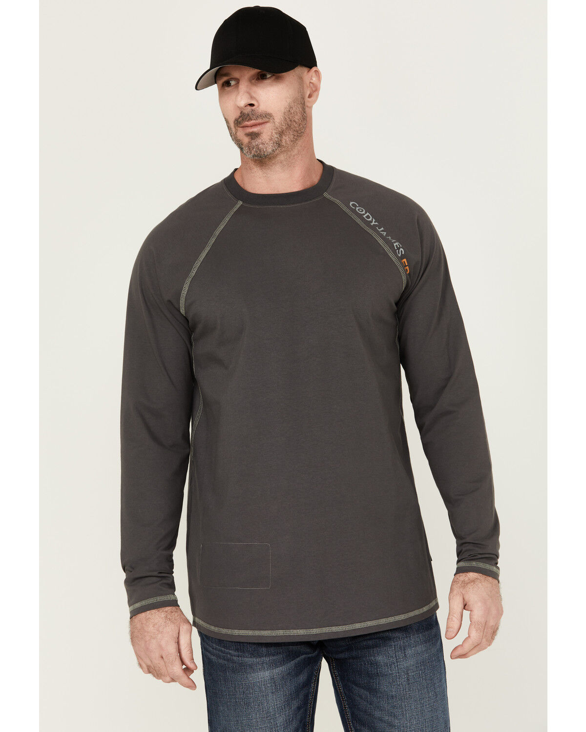 Image #1 - Cody James Men's FR Long Sleeve Raglan Crew Work Shirt, Charcoal, hi-res
