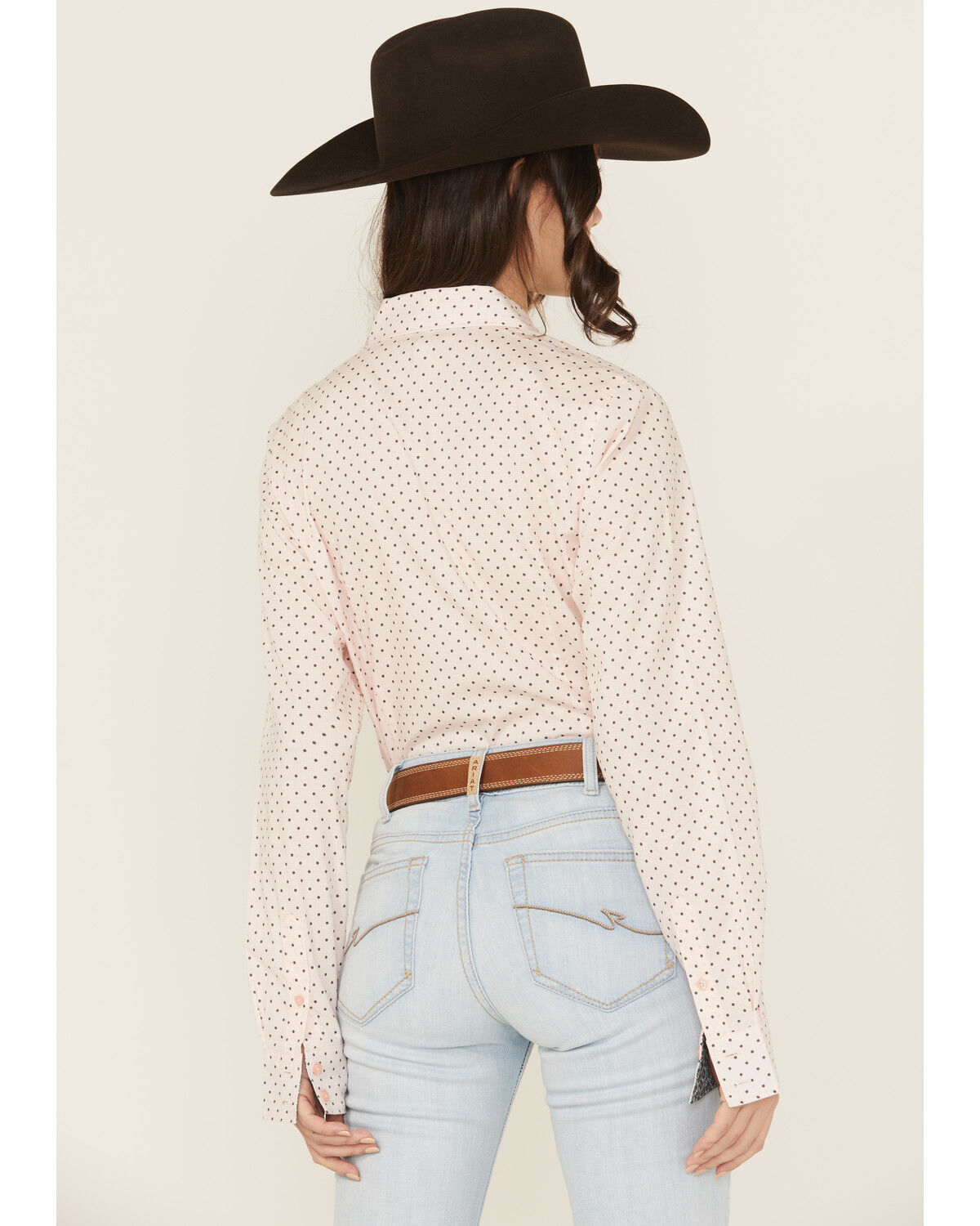 Image #4 - Cinch Women's Dotted Long Sleeve Button-Down Western Shirt, Pink, hi-res
