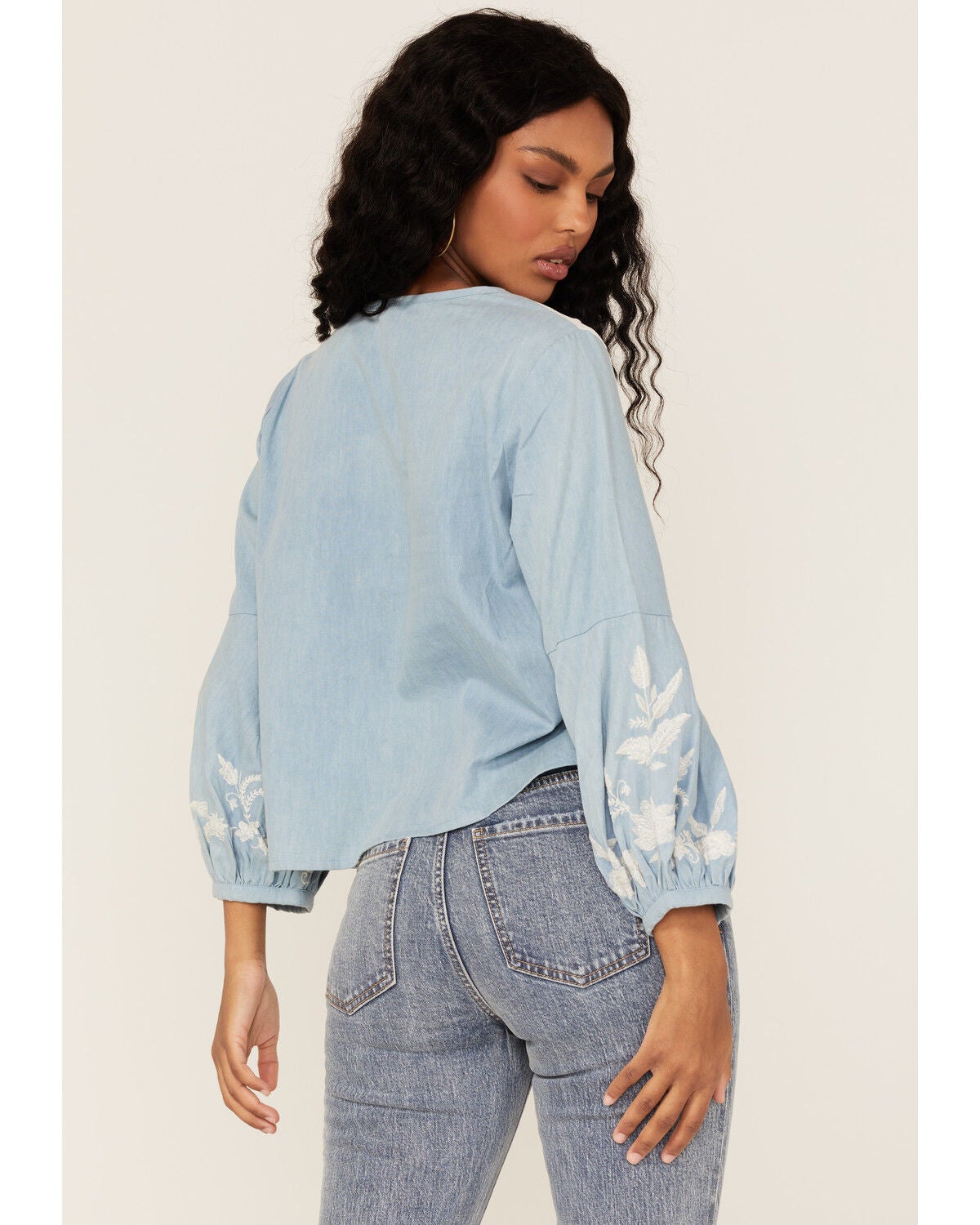 denim peasant top
