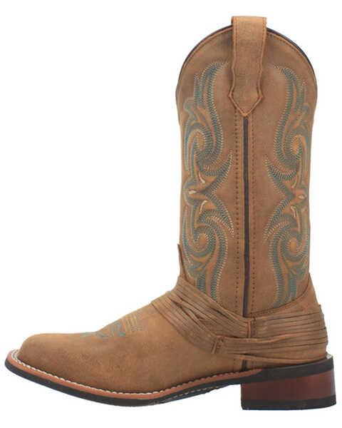 Image #3 - Laredo Women's Tan Turquoise Stitching Western Boots - Square Toe, Brown, hi-res