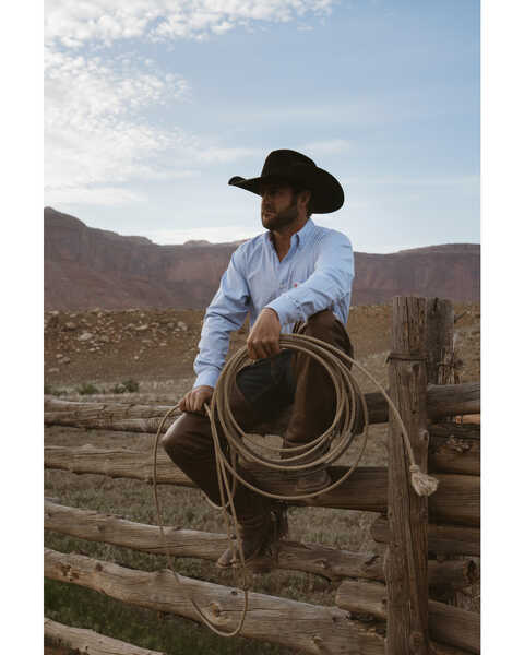 Image #1 - Ariat Men's Fisher Windowpane Plaid Print Long Sleeve Button Down Western Shirt , Blue, hi-res