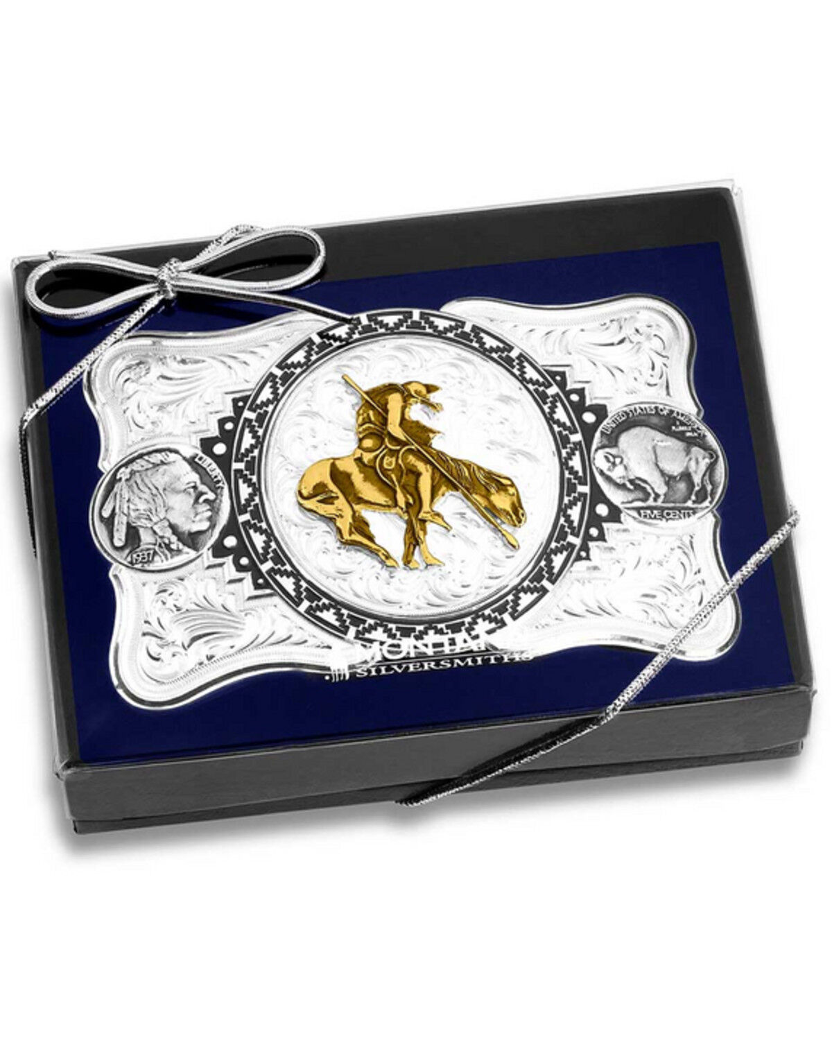 Image #3 - Montana Silversmith Men's Buffalo Nickel Southwestern Belt Buckle, Silver, hi-res