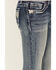Image #4 - Grace In LA Girls' Chevron Cactus Embroidered Bootcut Stretch Denim Jeans, Blue, hi-res