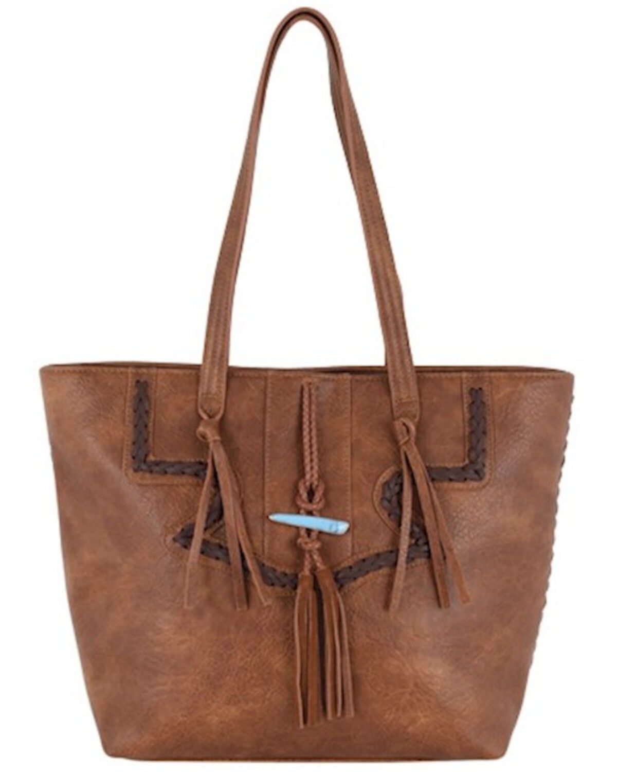 Image #1 - Justin Women's Braided Yoke Tote, Brown, hi-res