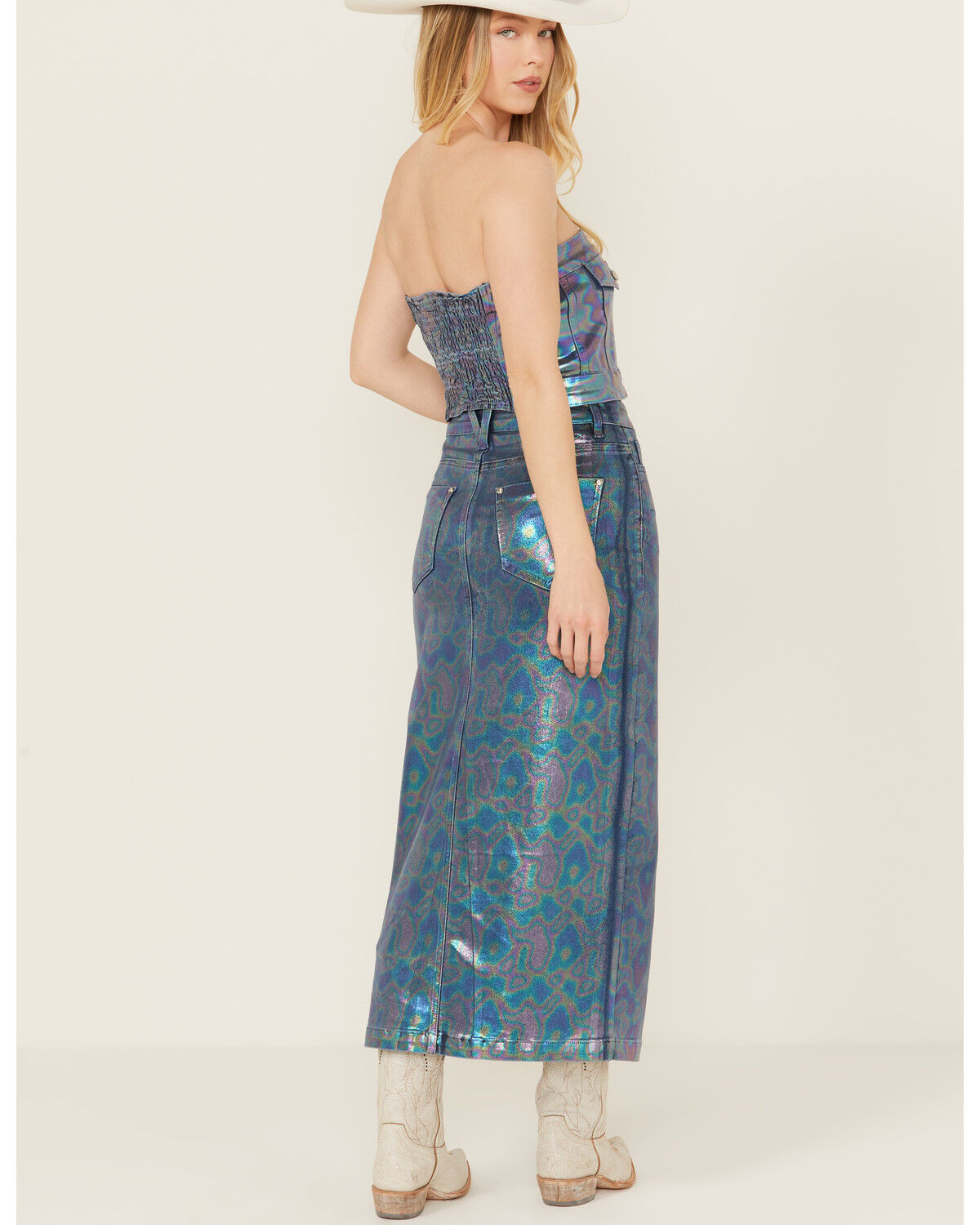 Image #3 - Vibrant Denim Women's Iridescent Maxi Skirt, , hi-res