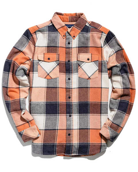 United By Blue Men's Brownstone Responsible Striped Long Sleeve Western Flannel Shirt , Orange, hi-res