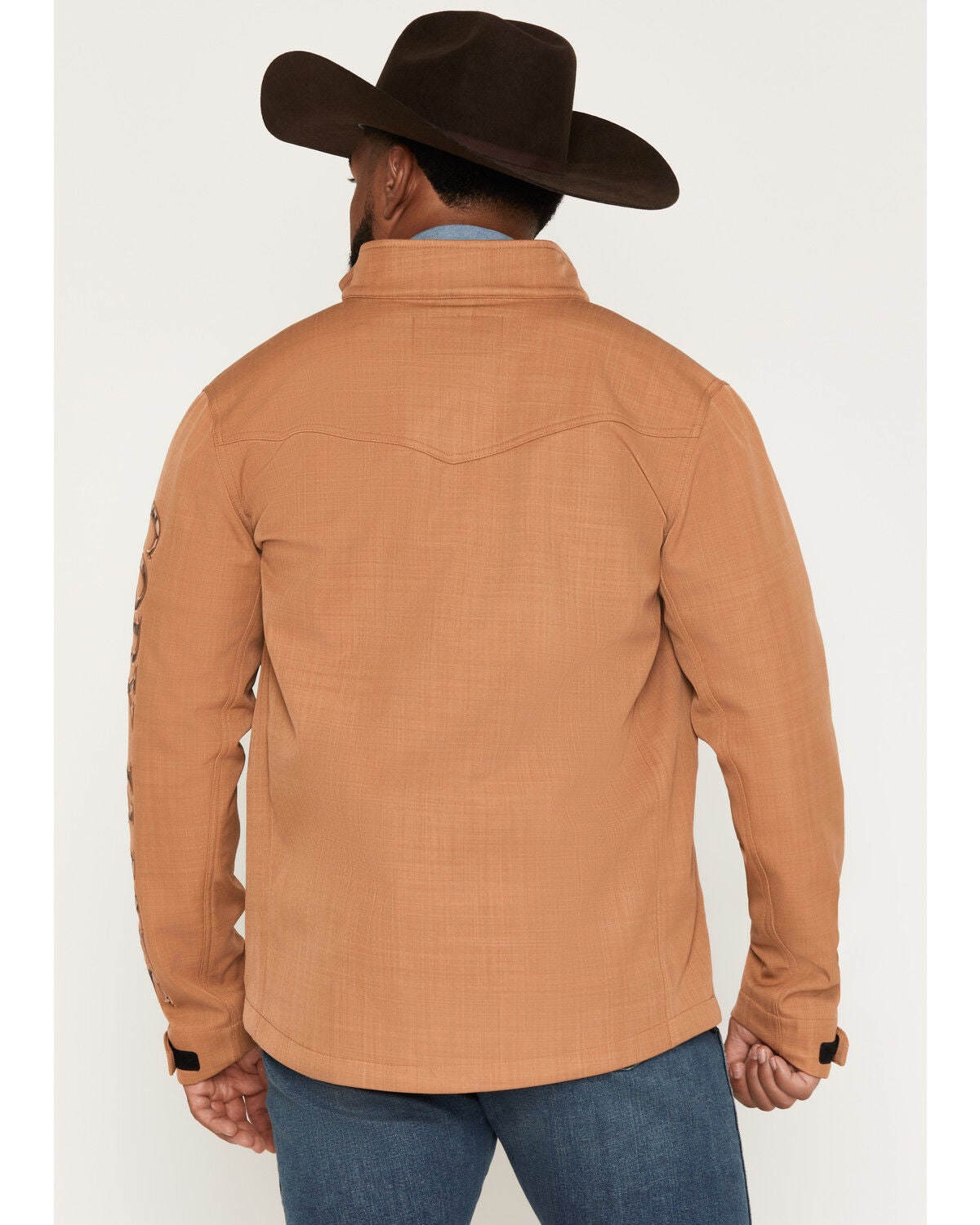 Image #4 - Cody James Men's Tulsa Textured Logo Softshell Jacket, Tan, hi-res