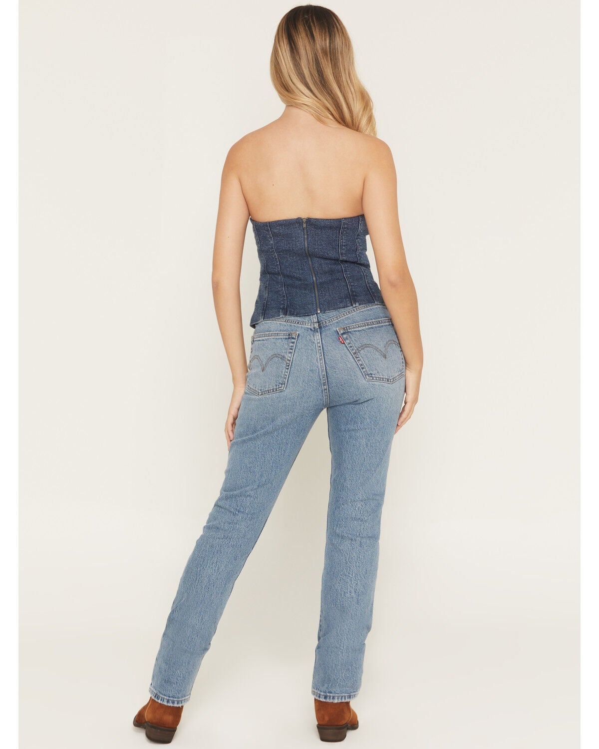 Image #3 - Levi's Women's 501 Medium Wash High Rise Straight Leg Stretch Denim Jeans, Medium Wash, hi-res