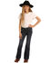 Rock & Roll Denim Girls' Dark Vintage Trousers , Blue, hi-res