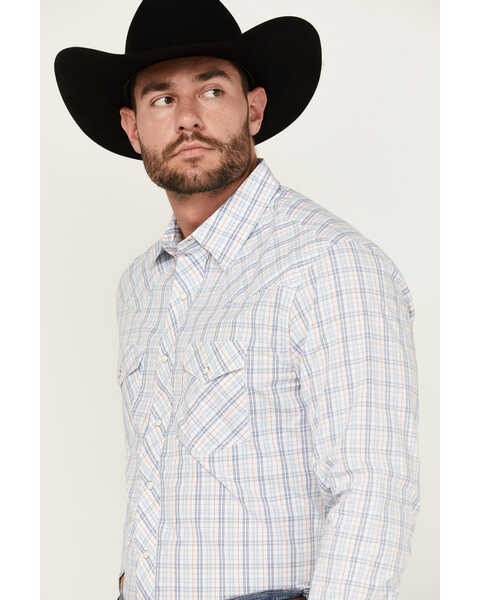 Image #2 - Wrangler 20X Men's Plaid Print Long Sleeve Pearl Snap Stretch Western Shirt -Tall , White, hi-res