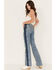 Image #1 - Wrangler Women's Two tone Color Block High Rise Westward Bootcut Jeans, Blue, hi-res
