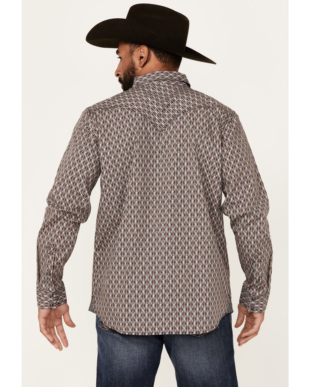 Image #4 - Moonshine Spirit&reg; Men's Sunset Geo Print Long Sleeve Snap Western Shirt, Grey, hi-res