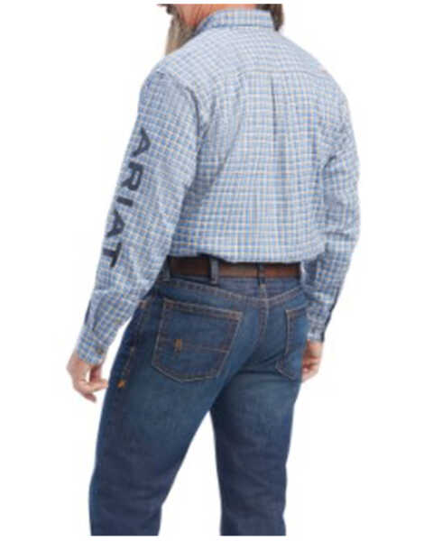 Image #2 - Ariat Men's FR Cunningham Check Logo Button Down Work Shirt - Big & Tall , Turquoise, hi-res