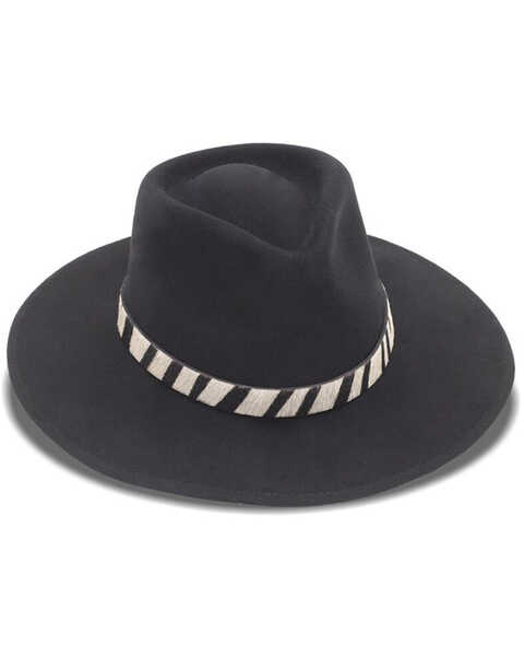 Image #1 - Nikki Beach Women's Zebra Sabi Felt Rancher Hat , Black, hi-res