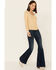 Image #2 - Wild Moss Women's Ribbed Knit Henley Lace Long Sleeve Top , Yellow, hi-res