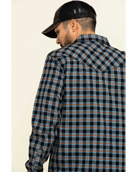 Image #5 - Moonshine Spirit Men's Train Track Check Plaid Print Long Sleeve Western Shirt , Black, hi-res