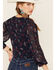 Sadie & Sage Women's Navy Floral Print Blouse, Navy, hi-res