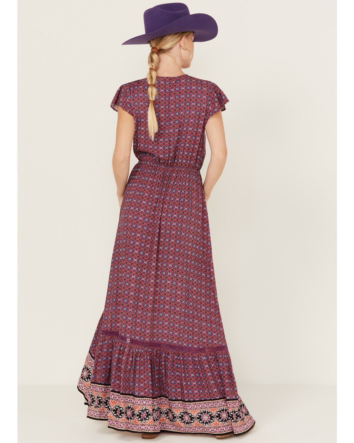 Image #4 - Beyond The Radar Women's Border Print Picnic High-Low Dress, Purple, hi-res